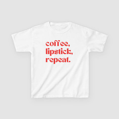 "COFFEE, LIPSTICK, REPEAT." BABY TEE